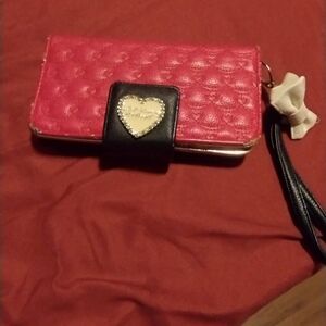 Pink Wallet with Heart Detail